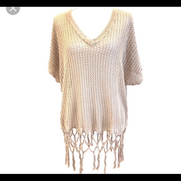 CAbi Sweaters - Cabi tan crochet sweater small